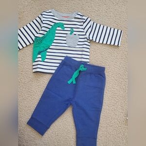 Baby Boden Navy Blue Dinosaur Applique Outfit 3-6 Months